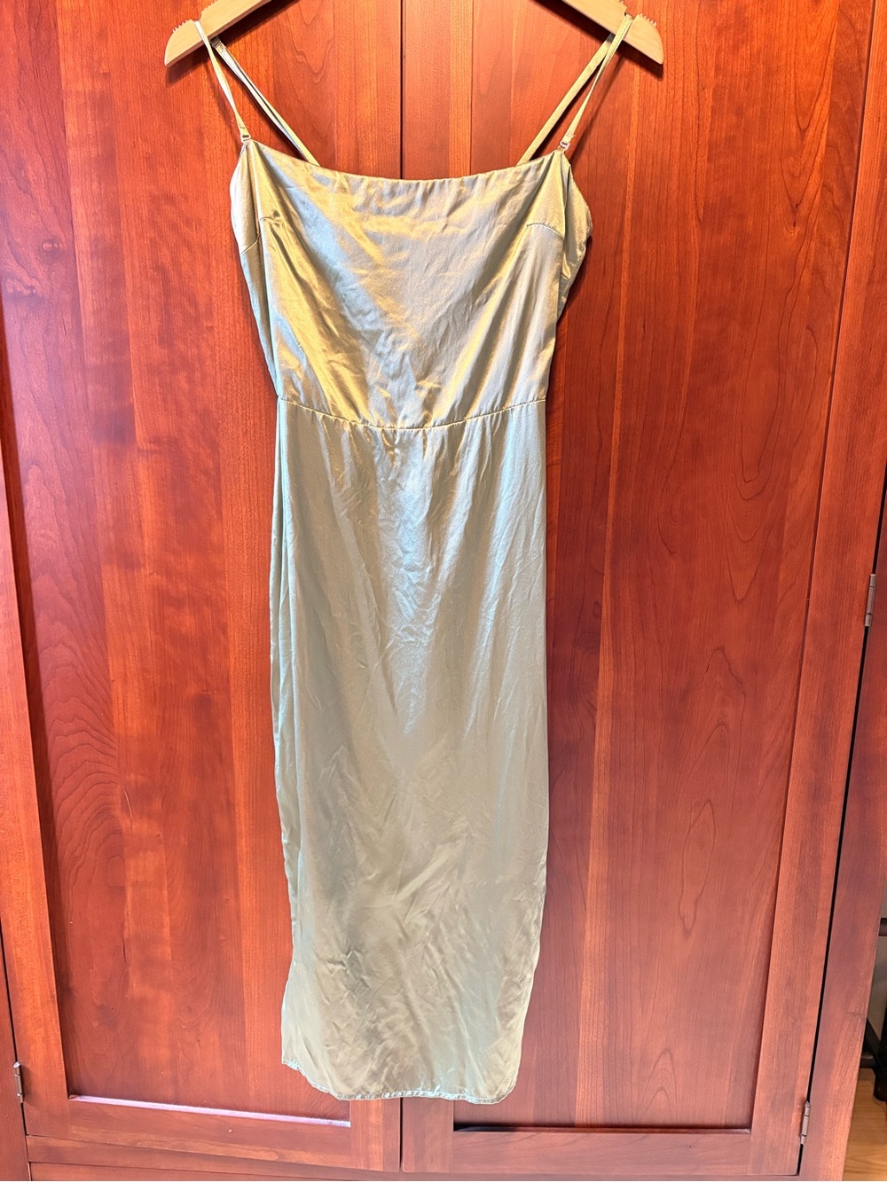 Reformation Silk Slip Dress in Sage Green